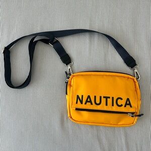 nautica yellow and blue small purse/ belt bag